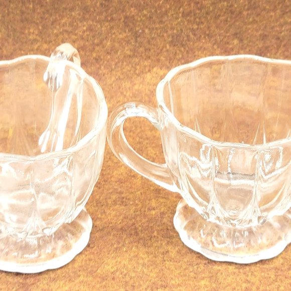 Viking Handmade Glass Sugar Creamer Clear/w Hint of Glow Under UV Mid-Century - Picture 4 of 8